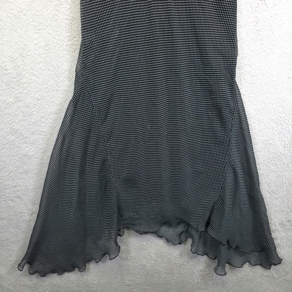 Y2K Jonathan Martin Babydoll Dress Women 12 Black Butterfly Polka Dot Asymmetric - Picture 12 of 16
